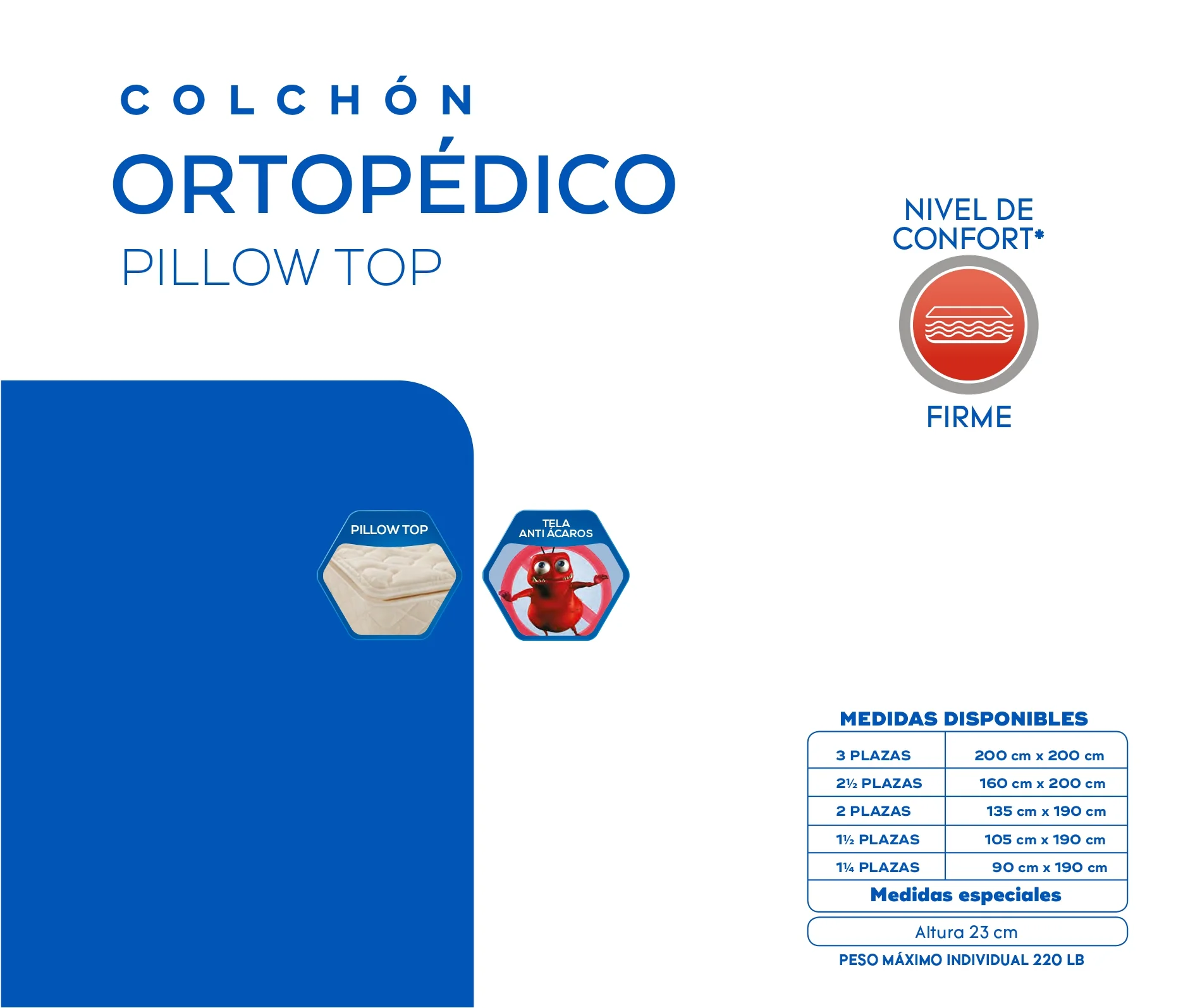 colchon chaide ortopedico pillow top